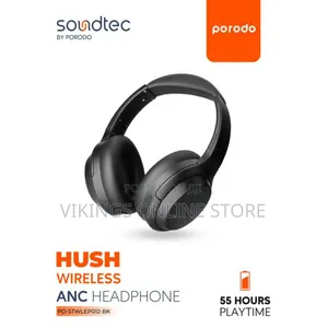 Porodo Soundtec Hush Wireless Anc Headphone - Black