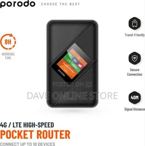 Porodo 4g/Lte High-Speed Pocket Router 8h Working Time