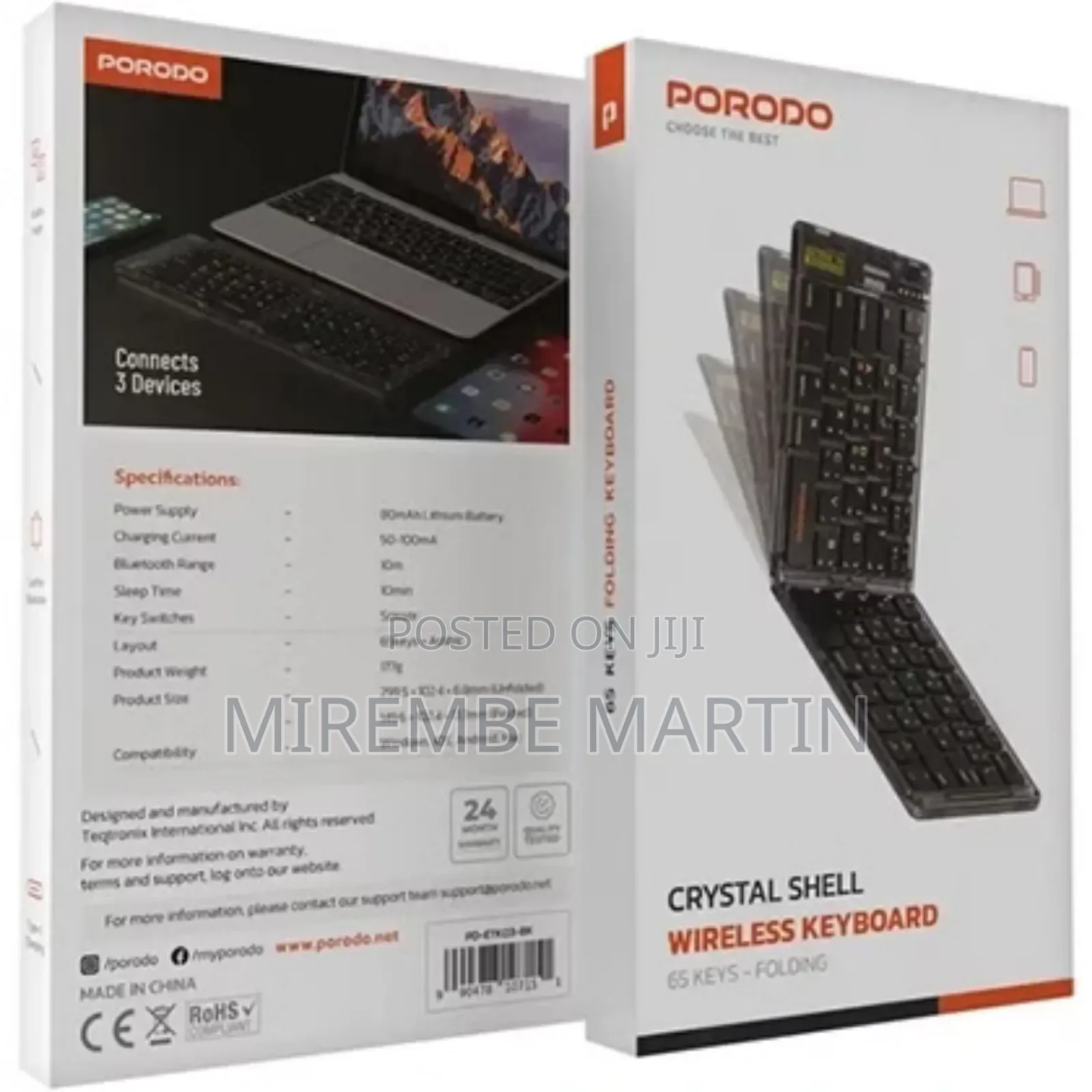 Porodoo Crystal Shell Folding Bluetooth