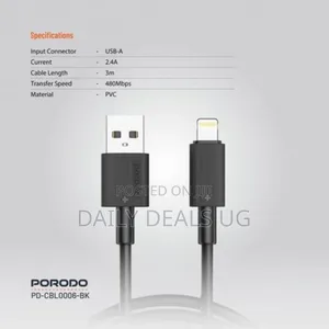 Porodo Usb-a to Lightning Durable Charging Cable