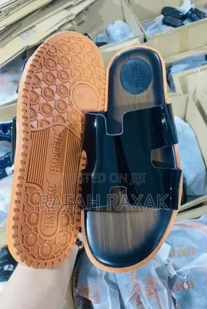 Original Black/Brown Hermes Push in Leather Sandals