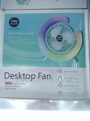 Usb Desk Fan 3 Speeds With Colorful Light Small