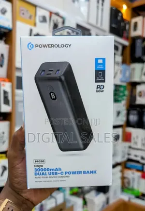 Powerology Onyx 30000mah 100w Dual Usb-C Power Bank