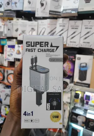 120w Super Fast Charge" 4-in-1 Car Charger