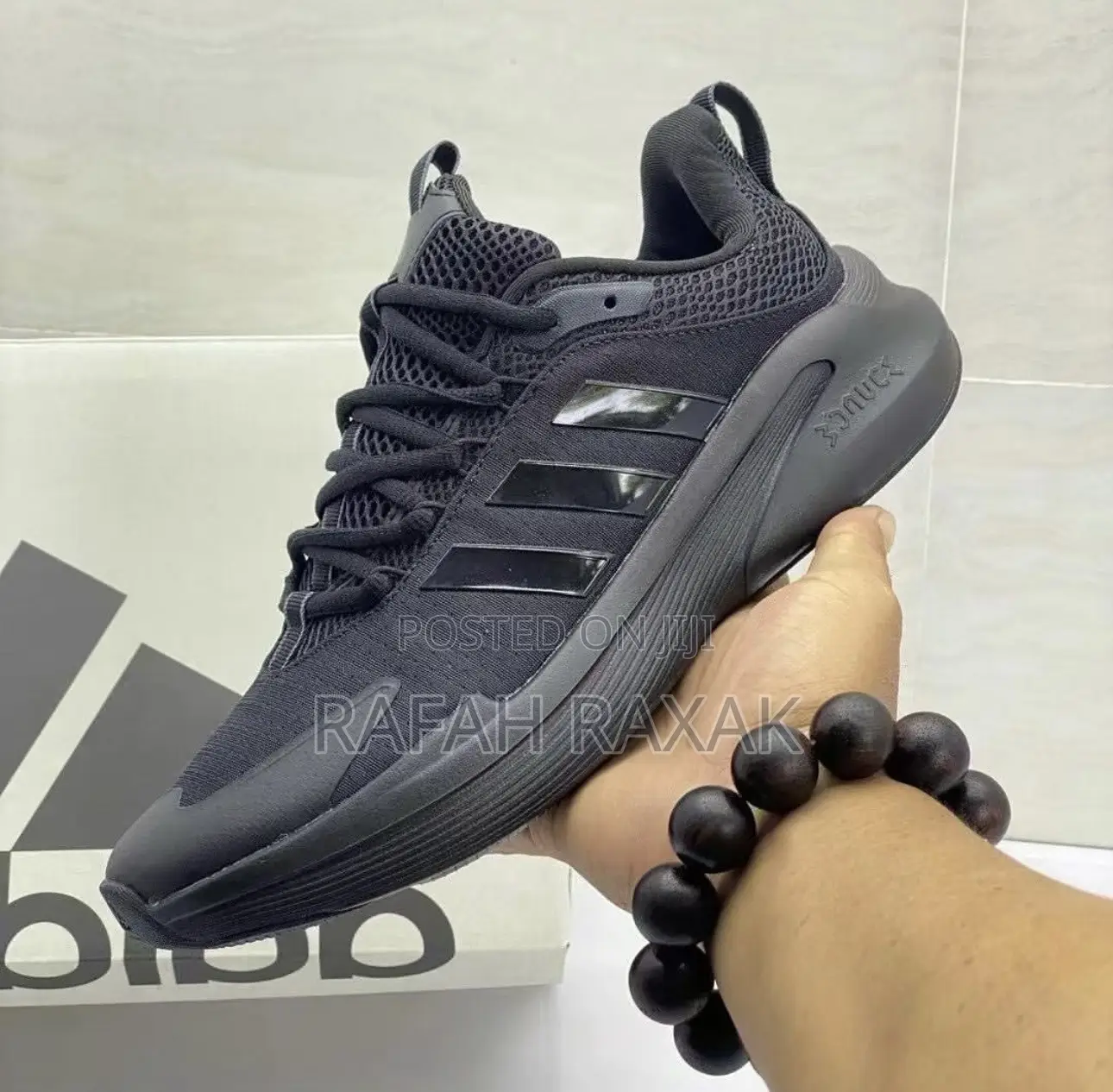 Original Triple Black Adidas Alpha Edge Running Sneakers