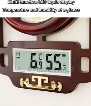 Fiber Made Wood Color Golden Wall Clock