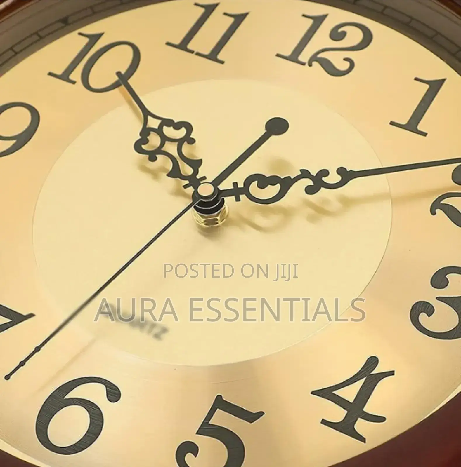 Fiber Made Wood Color Golden Wall Clock