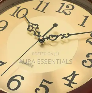 Fiber Made Wood Color Golden Wall Clock