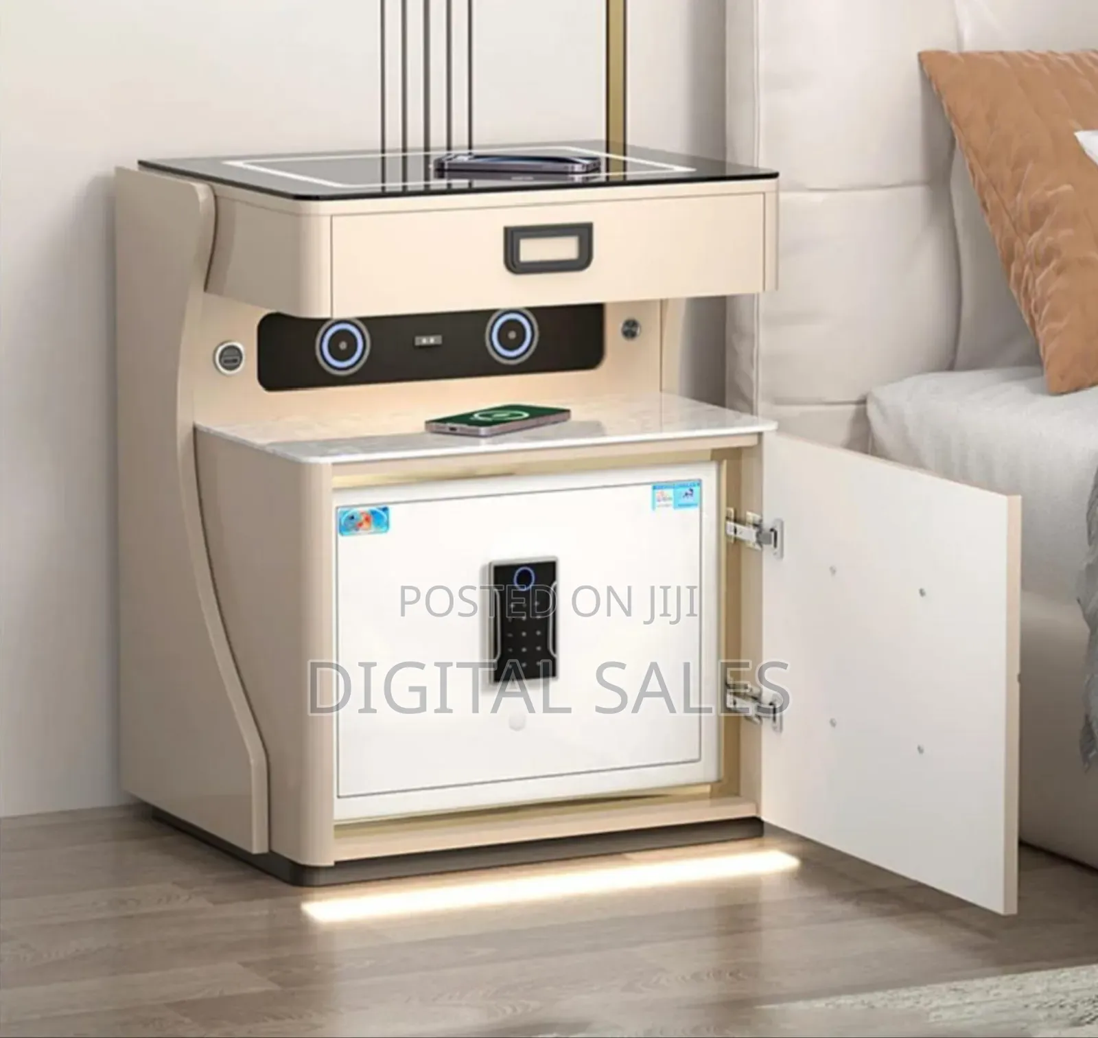 Smart Bedside Cabinet With Safe Box and Wireless Charging