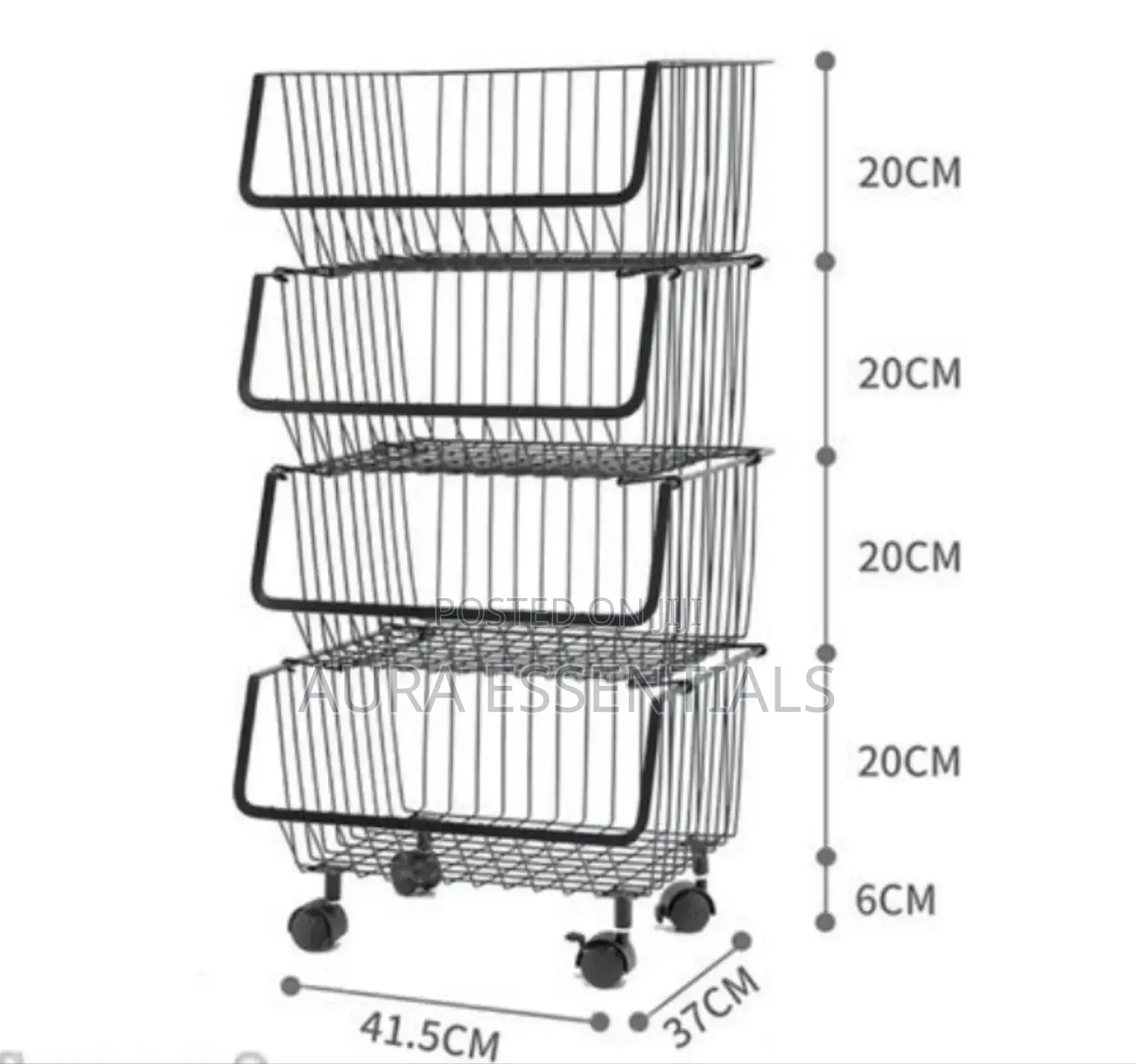 Metallic Pantry Storage Bin Rack Organizer Trolley