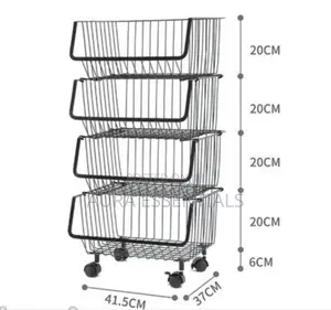 Metallic Pantry Storage Bin Rack Organizer Trolley