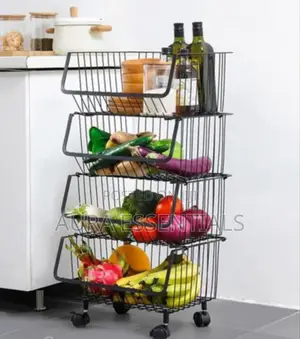Metallic Pantry Storage Bin Rack Organizer Trolley
