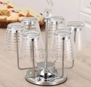 Rotating Stainless Steel 6 Glasses