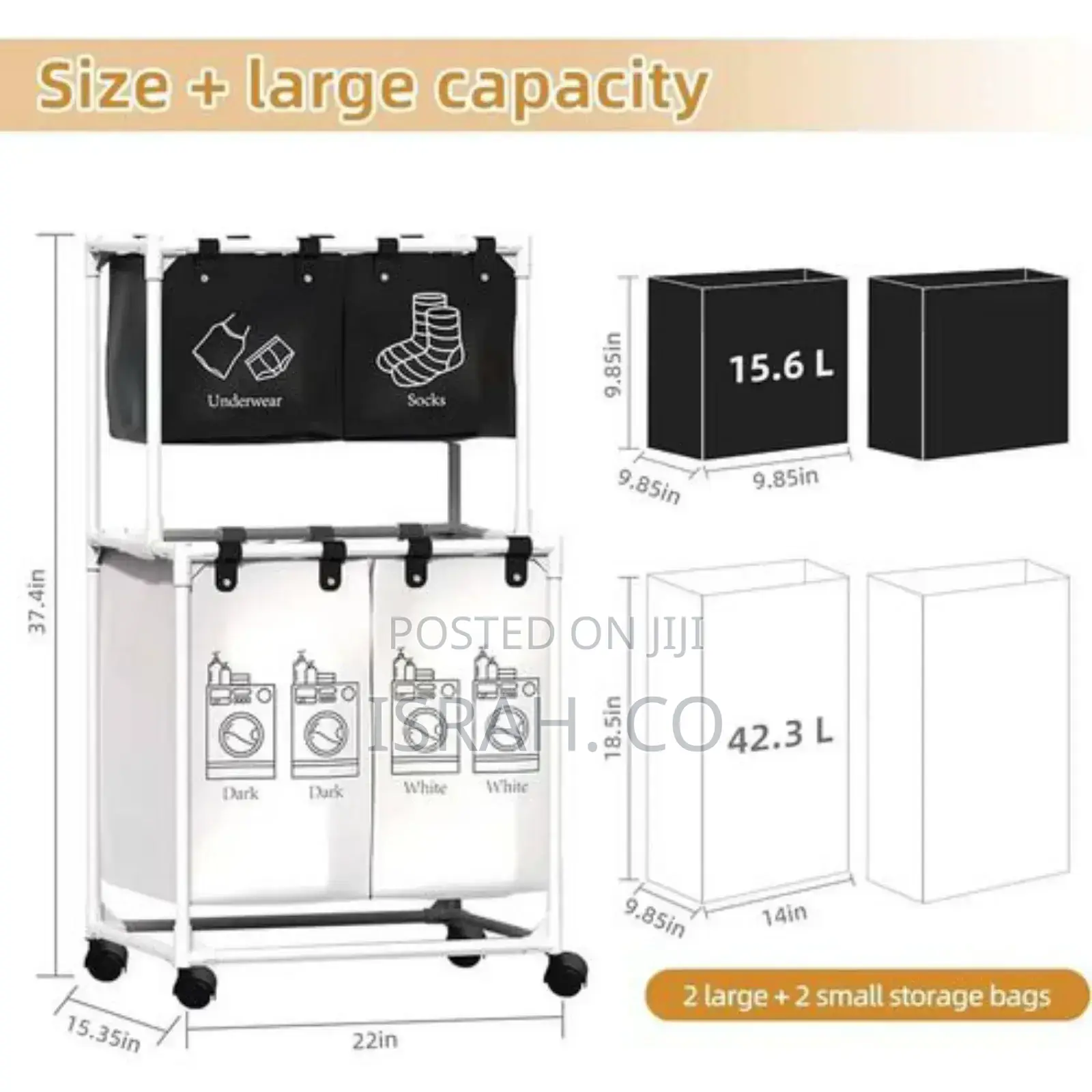 Foldable Dirty Clothes Basket Household 4 Grid Organizer