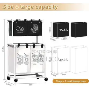 Foldable Dirty Clothes Basket Household 4 Grid Organizer
