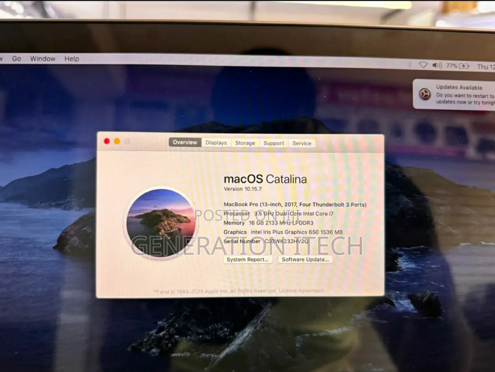 Laptop Apple MacBook Pro 2017 16GB Intel Core I7 SSD 512GB