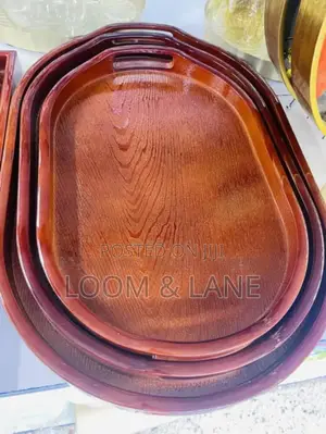 3pcs Oval-Shaped Bamboo Serving Trays