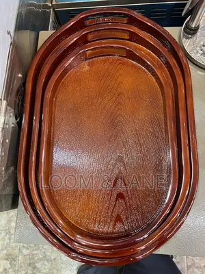 3pcs Oval-Shaped Bamboo Serving Trays