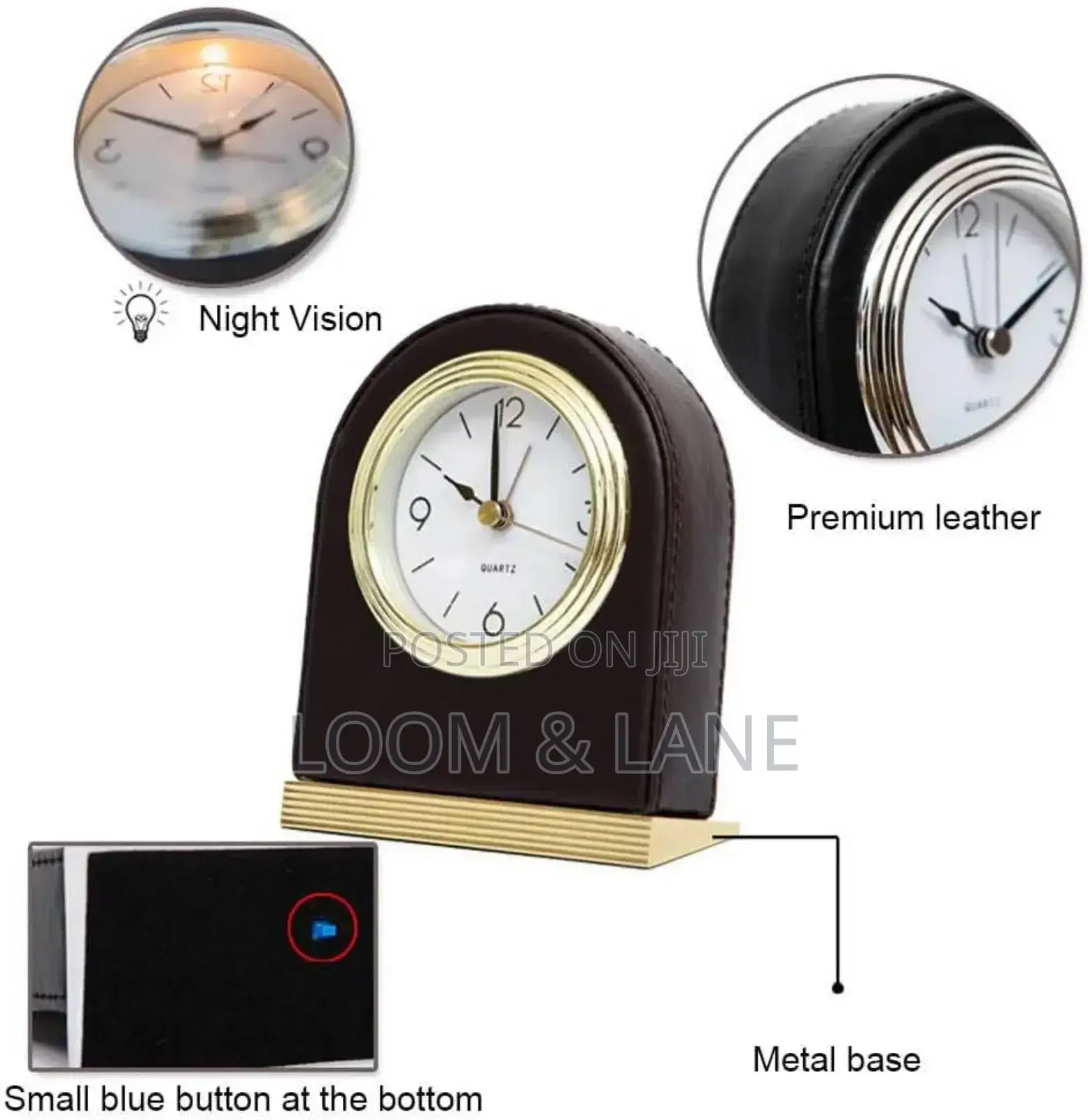 Table Desktop Mute Leather Alarm Clock