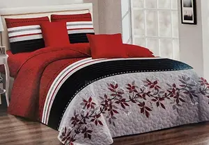 Maroon Stripped Bed Spread