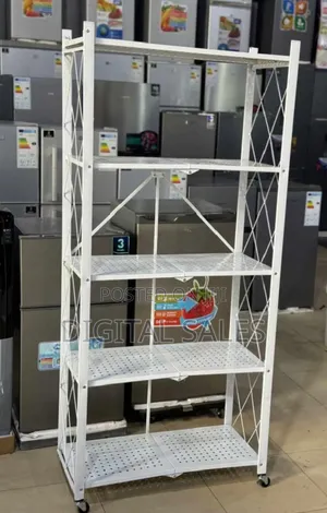5-Tier Foldable, Rack With Microwave Oven Stand.