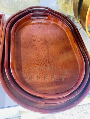 3pcs Oval-Shaped Bamboo Serving Trays