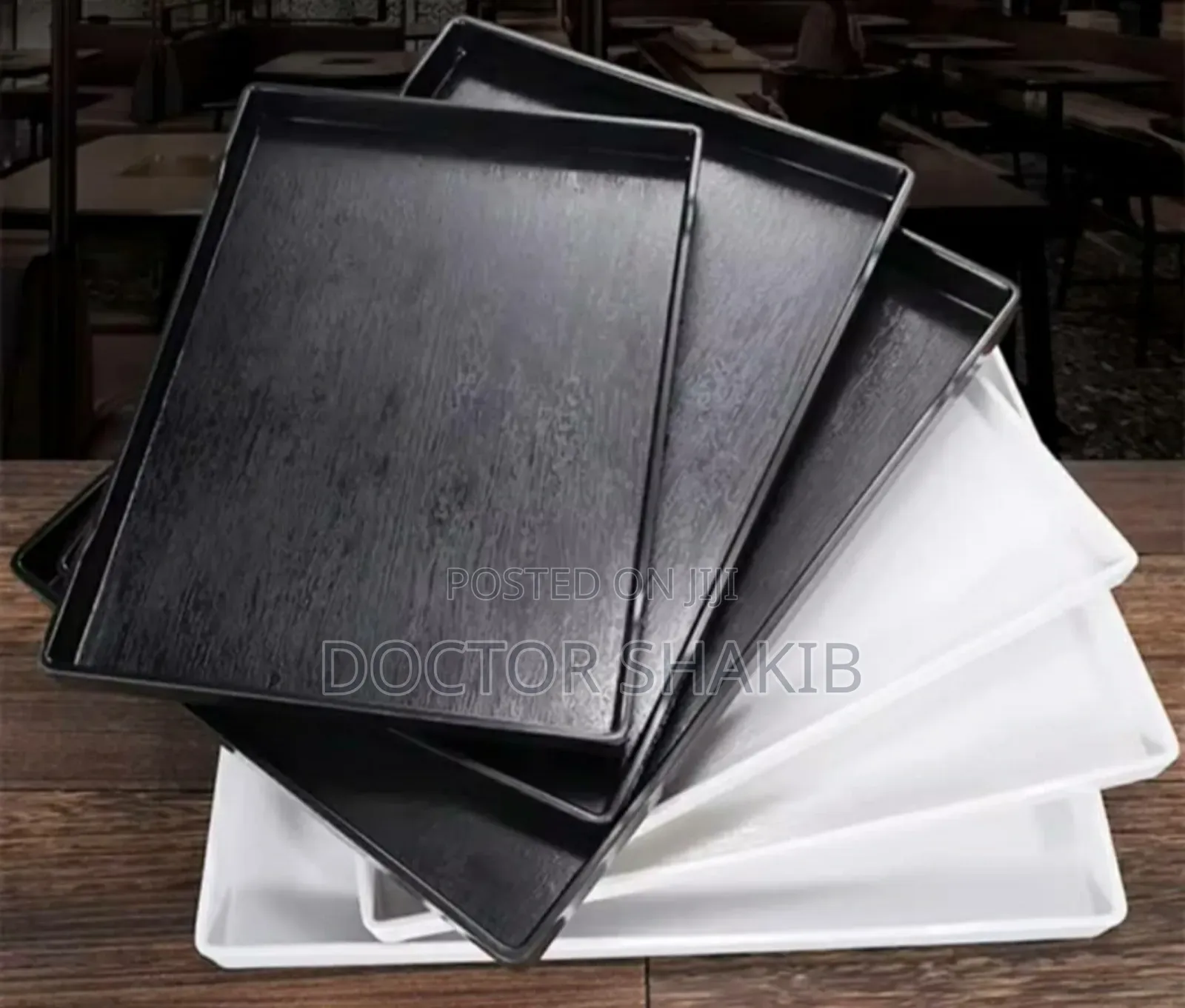 Strong Melamine Rectangular Food Trays - 3pcs