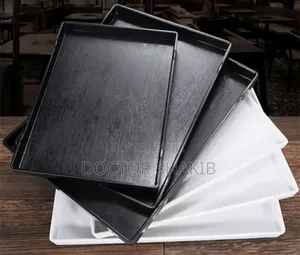 Strong Melamine Rectangular Food Trays - 3pcs