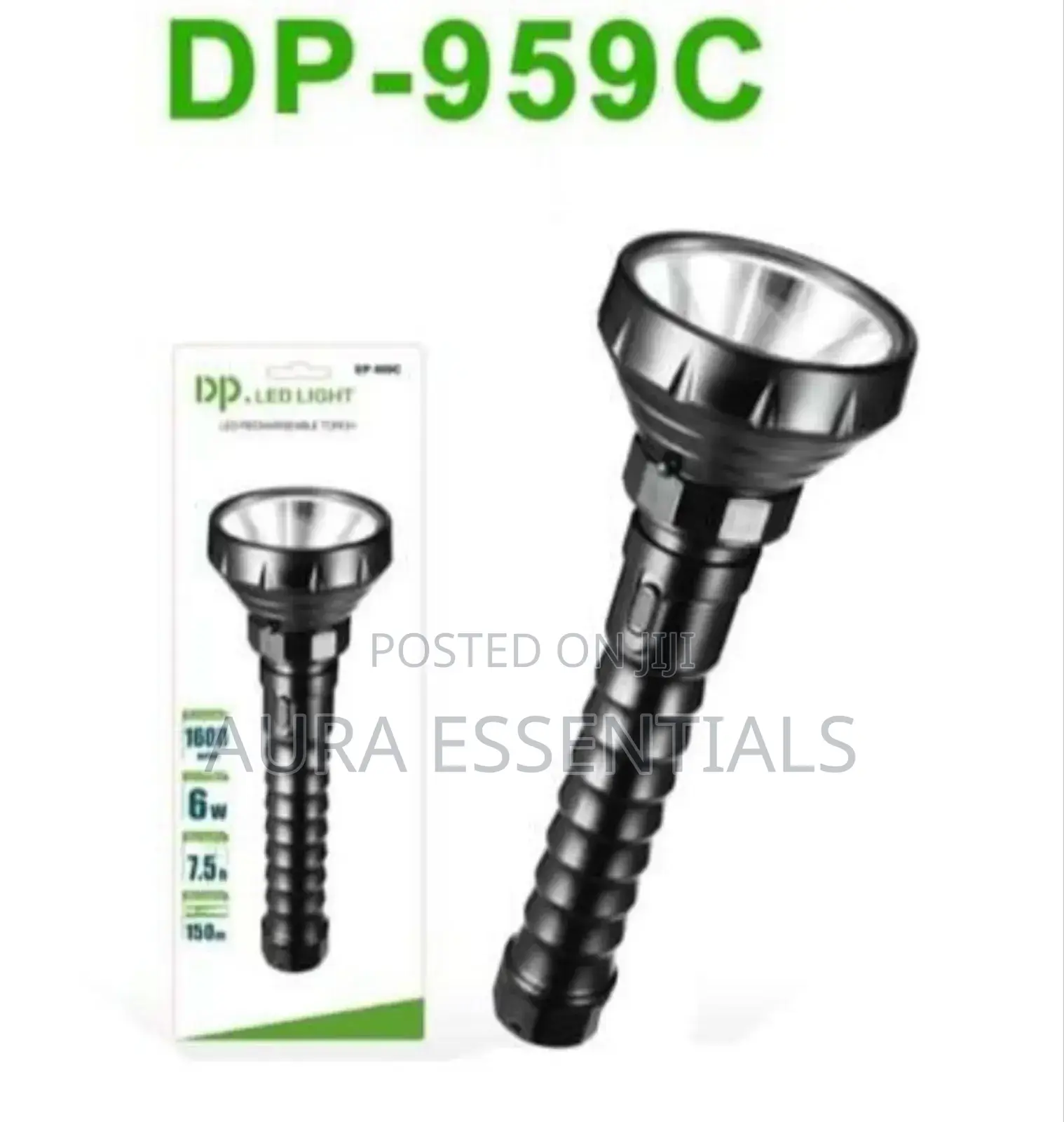Dp Led Rechargeable Torch Flashlight – Black
