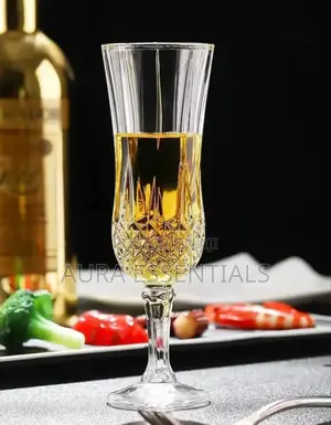 6pcs Crystal Clear Diamond Cut Champagne/Wine Glasses