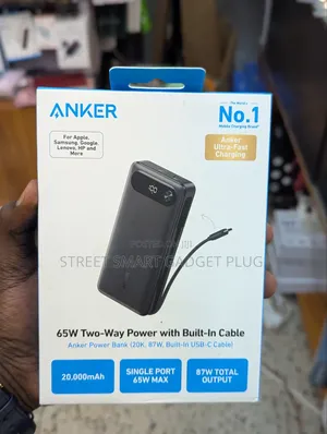 Anker 20000mah 65watts Two Way in Built Cable Power Bank