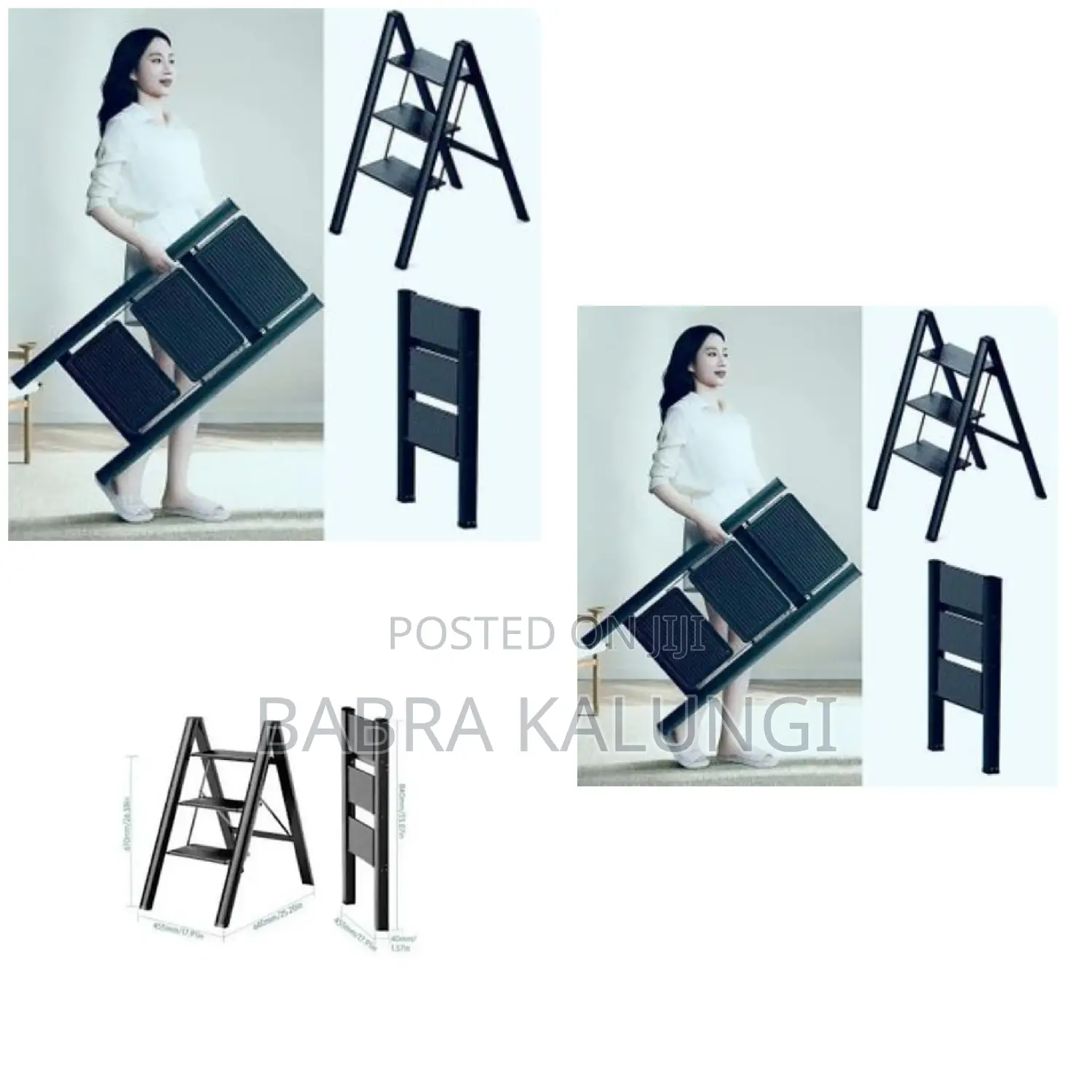 3-Step Folding Step Stool - Anti-Slip Pedal, Lightweight