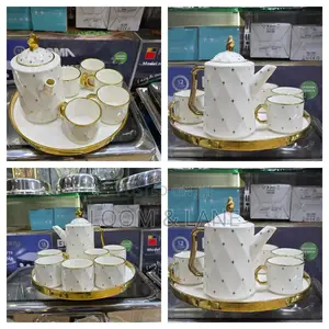 8pcs White Gold Star Coffee Tea Set