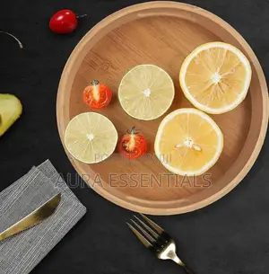 Bamboo 4pcs Round Wooden Natural Serving Trays
