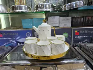 8pcs White Gold Star Coffee Tea Set