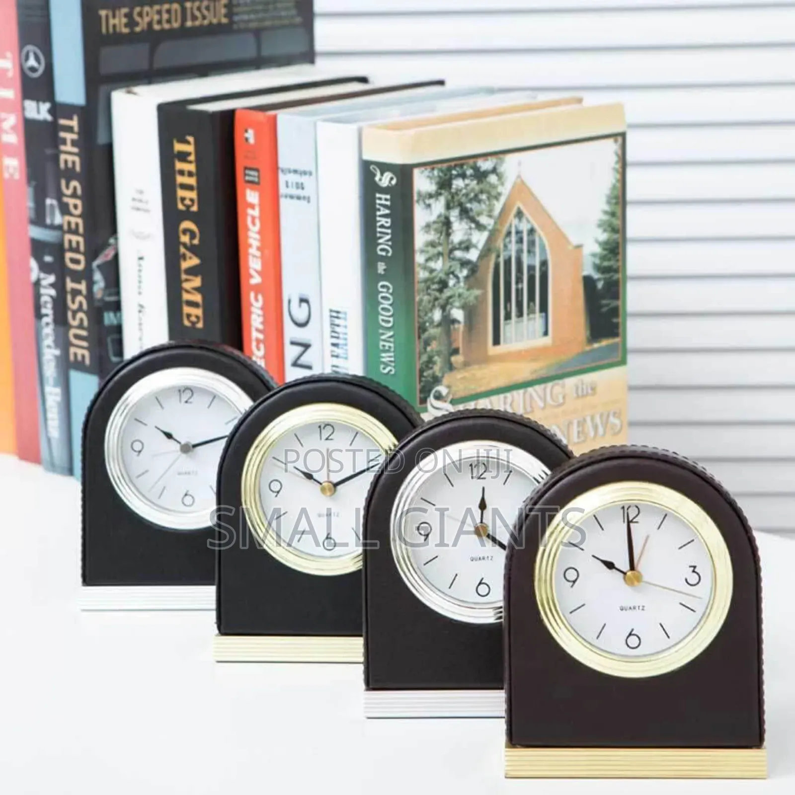 Table Desktop Mute Leather Alarm Clock