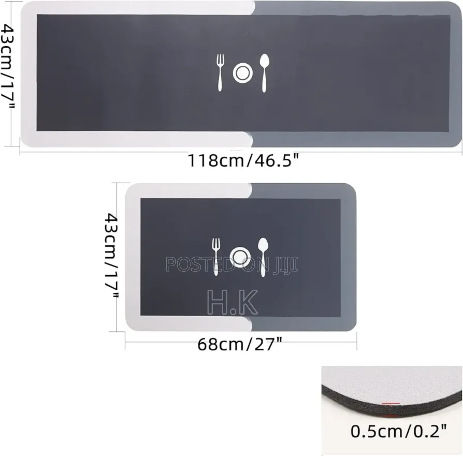 2 Pieces Kitchen Mat Set