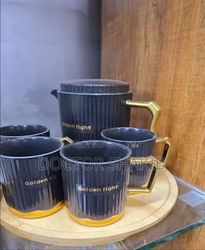 New Golden- Light Black Ceramic Tea Sets 6pcs