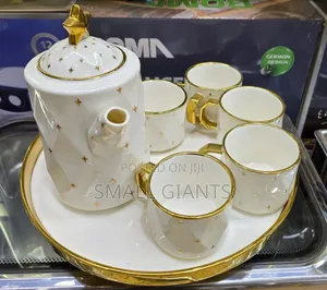 8pcs White Gold Star Coffee Tea Set