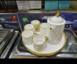 Luxurious White Gold Star Coffee Tea Set