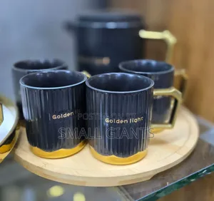 6pcs Golden-Light Black Ceramic Tea Set