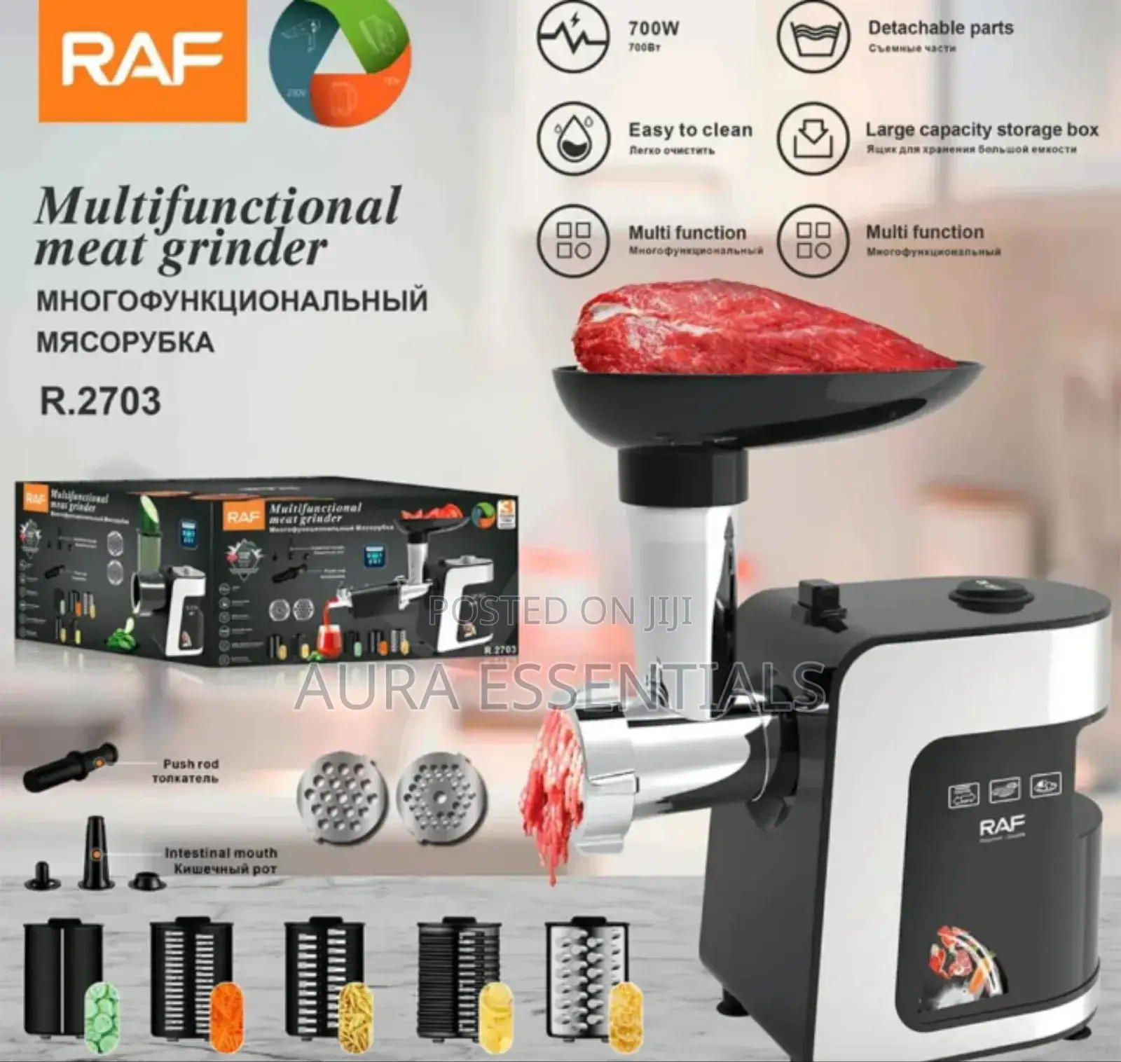 Raf 10 in 1 Multifunction Meat Grinder With Sausage Pipe