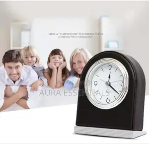 Table Desktop Mute Leather Alarm Clock