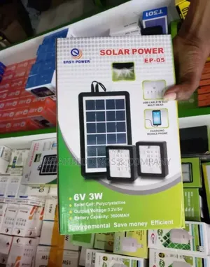Easy Power Mini Solar Lighting System With 2 Lights -Black