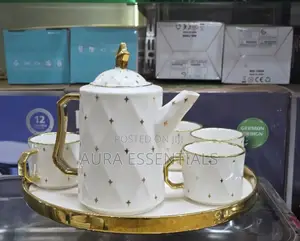 8pcs White Gold Star Coffee Tea Set