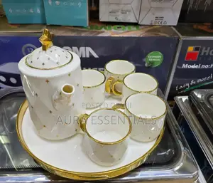 8pcs White Gold Star Coffee Tea Set