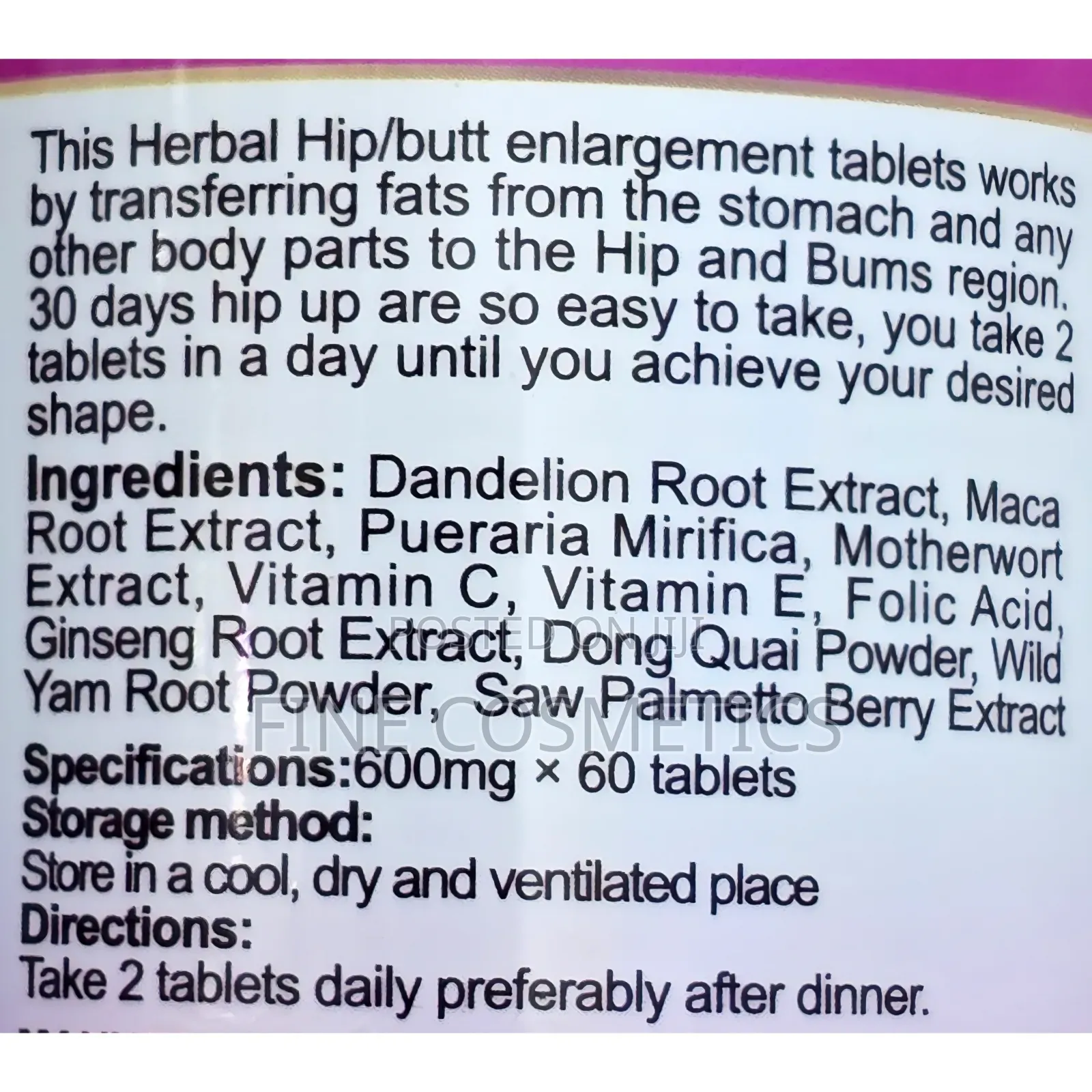 Wholesale Butt Booster Hips + Buttocks Enlargement 60tablets