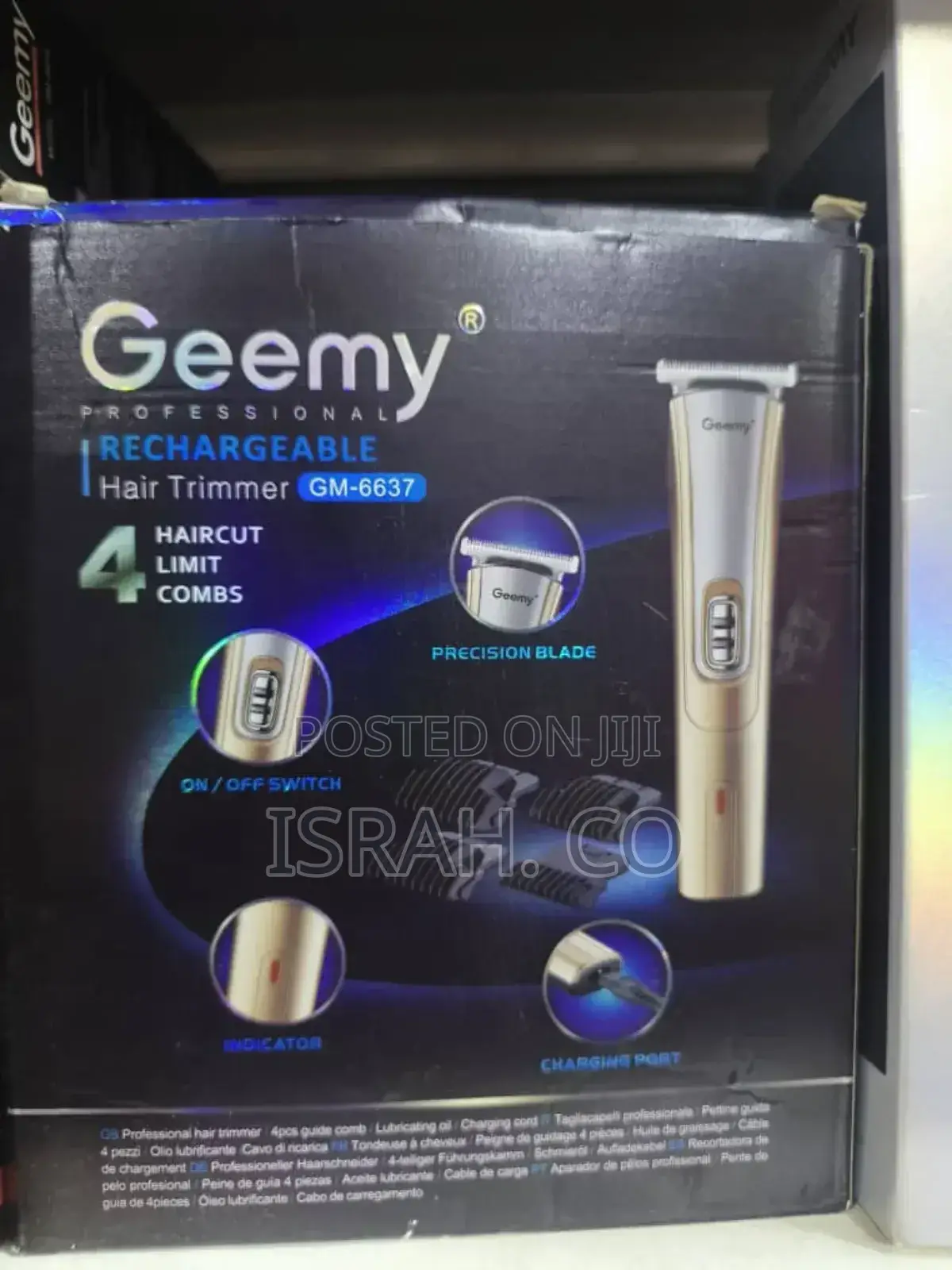 Professional Rechargeable Hair Trimmer, Model Gm-6637