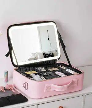 Travel Makeup Organizer With Led Vanity Mirror