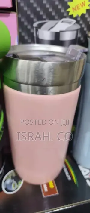 Close-Up of a Pink, Stainless Steel Insulated Tumbler